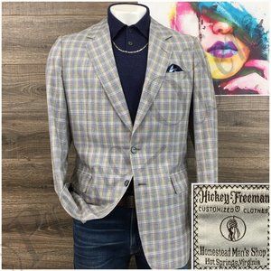 Vintage Hickey Freeman Mens Blazer Sport Coat Casual Button Jacket 40L Wool Suit
